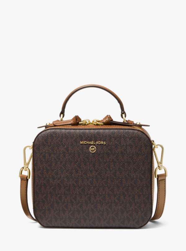 Damske Prenosná Taška Michael Kors Jet Set Medium Logo Čokoláda Žlté - Kabelky Michael Kors Levně | YOAIN-2976